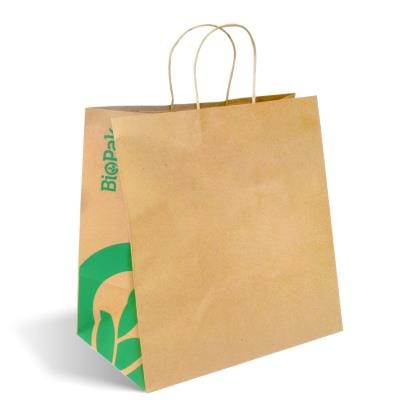 BIOPAK Individual Biopak Bags Paper Jumbo Twist Handle 355X370X220Mm (Fsc) 150 pack 9344062051428 BD197959 Biopak Bags Paper Jumbo Twist Handle 355X370X220Mm (Fsc) 150 pack