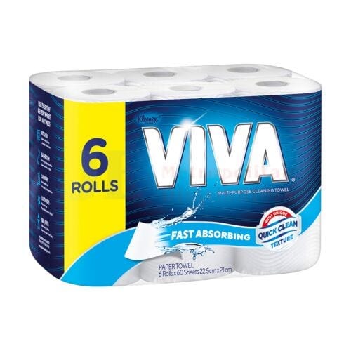 Viva Individual 60 Sheet Viva Paper Towel White (6 Pack) 9310088011876 JBM2743 60 Sheet Viva Paper Towel White (6 Pack)