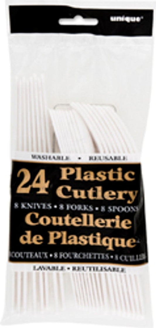 Assorted Cutlery - White (24 Pieces of Cutlery)