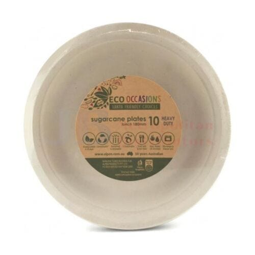 Alpen Individual Alpen Sugarcane Lunch Plate Natural 18cm (10 Pack) 9310720401034 JBM400103 Alpen Sugarcane Lunch Plate Natural 18cm (10 Pack)
