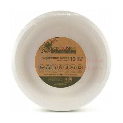 Alpen Individual Alpen Sugarcane Lunch Plate White 18cm (10 Pack) 9310720401539 JBM400153 Alpen Sugarcane Lunch Plate White 18cm (10 Pack)