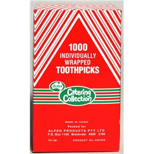 Alpen Individual Alpen Toothpicks Individually Wrapped 1000 pack BD12036 Alpen Toothpicks Individually Wrapped 1000 pack