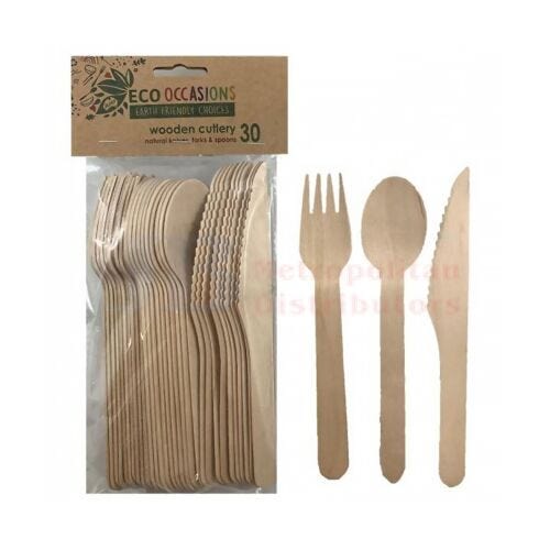 Alpen Individual Alpen Wooden Cutlery Set Natural (30 pack) 9310720412009 JBM401200 Alpen Wooden Cutlery Set Natural (30 pack)