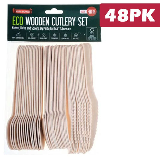 Essentials At Home Individual Wooden Cutlery Set (48 Pieces) BF6165284 Wooden Cutlery Set (48 Pieces)
