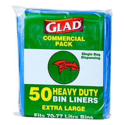 Glad Glad Bags Bin Liners 75Lt Blue 50 pack Glad Bags Bin Liners 75Lt Blue 50 pack