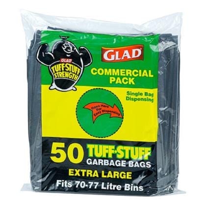 Glad Glad Bags Garbage 77Lt Extra Heavy Duty Black 50 pack Glad Bags Garbage 77Lt Extra Heavy Duty Black 50 pack