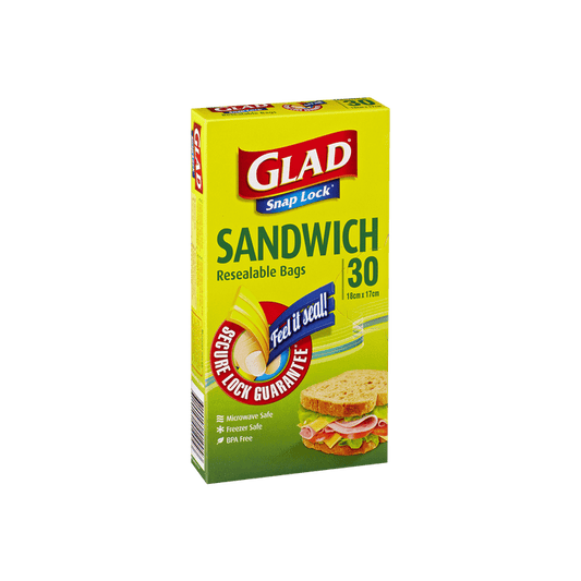 Glad Glad Bags Sandwich Snap Lock 17 X 18Cm 30 pack Glad Bags Sandwich Snap Lock 17 X 18Cm 30 pack