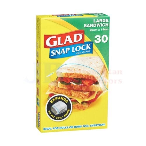 Glad Individual Glad Snaplock Sandwich Bags (30 pack) 9310050010043 JBM3221G Glad Snaplock Sandwich Bags (30 pack)